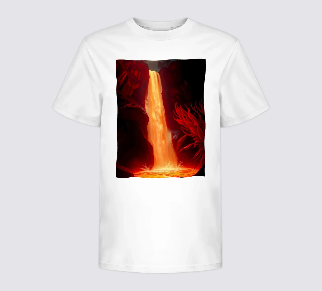 Mesmerizing lava waterfall illuminated by moonlight for stun kids t-shirt by DesignDoodle