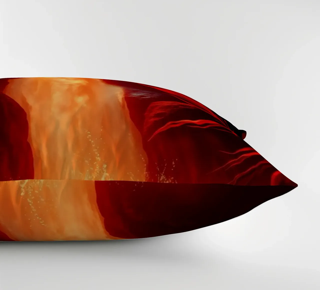 Mesmerizing lava waterfall illuminated by moonlight for stun decorative cushion by DesignDoodle