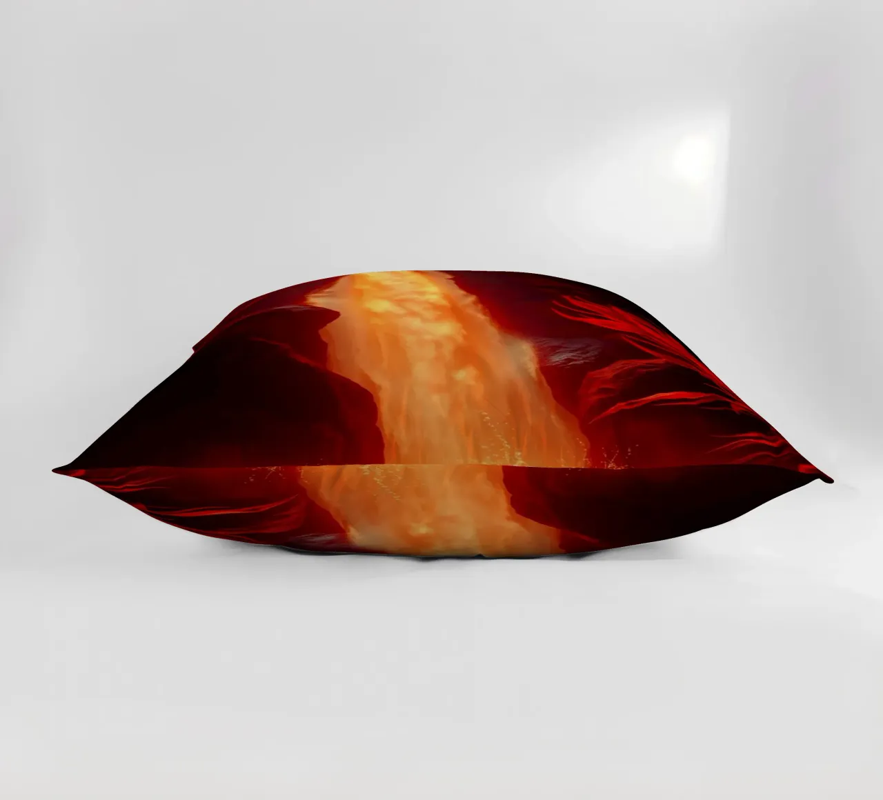 Mesmerizing lava waterfall illuminated by moonlight for stun decorative cushion by DesignDoodle