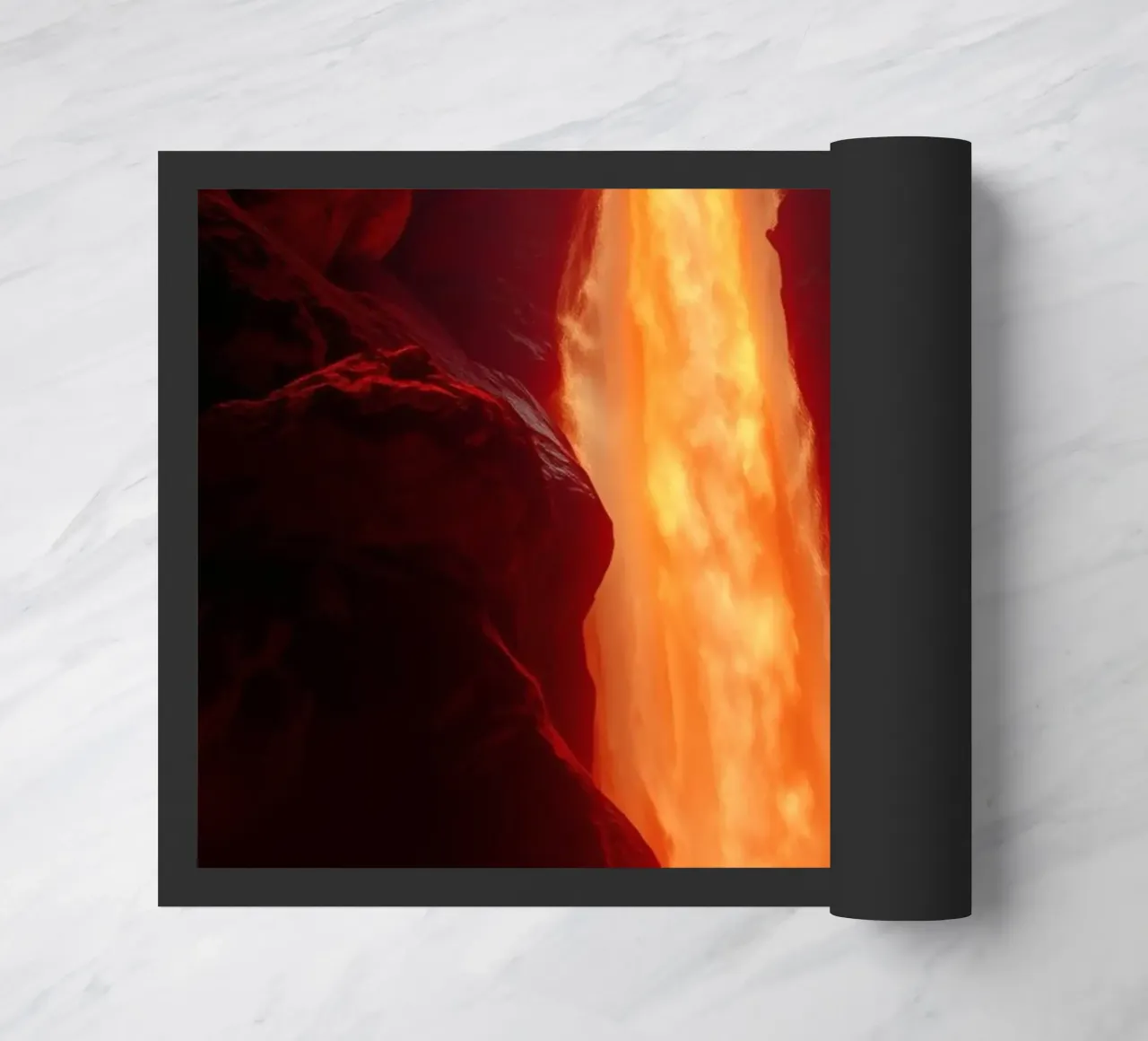 Mesmerizing lava waterfall illuminated by moonlight for stun doormat by DesignDoodle
