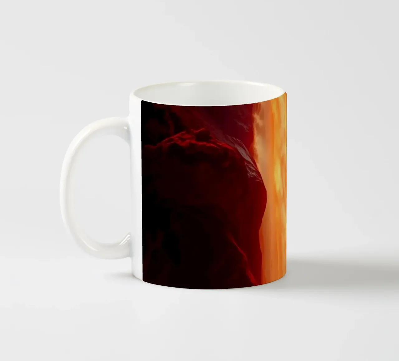 Mesmerizing lava waterfall illuminated by moonlight for stun ceramic mug by DesignDoodle