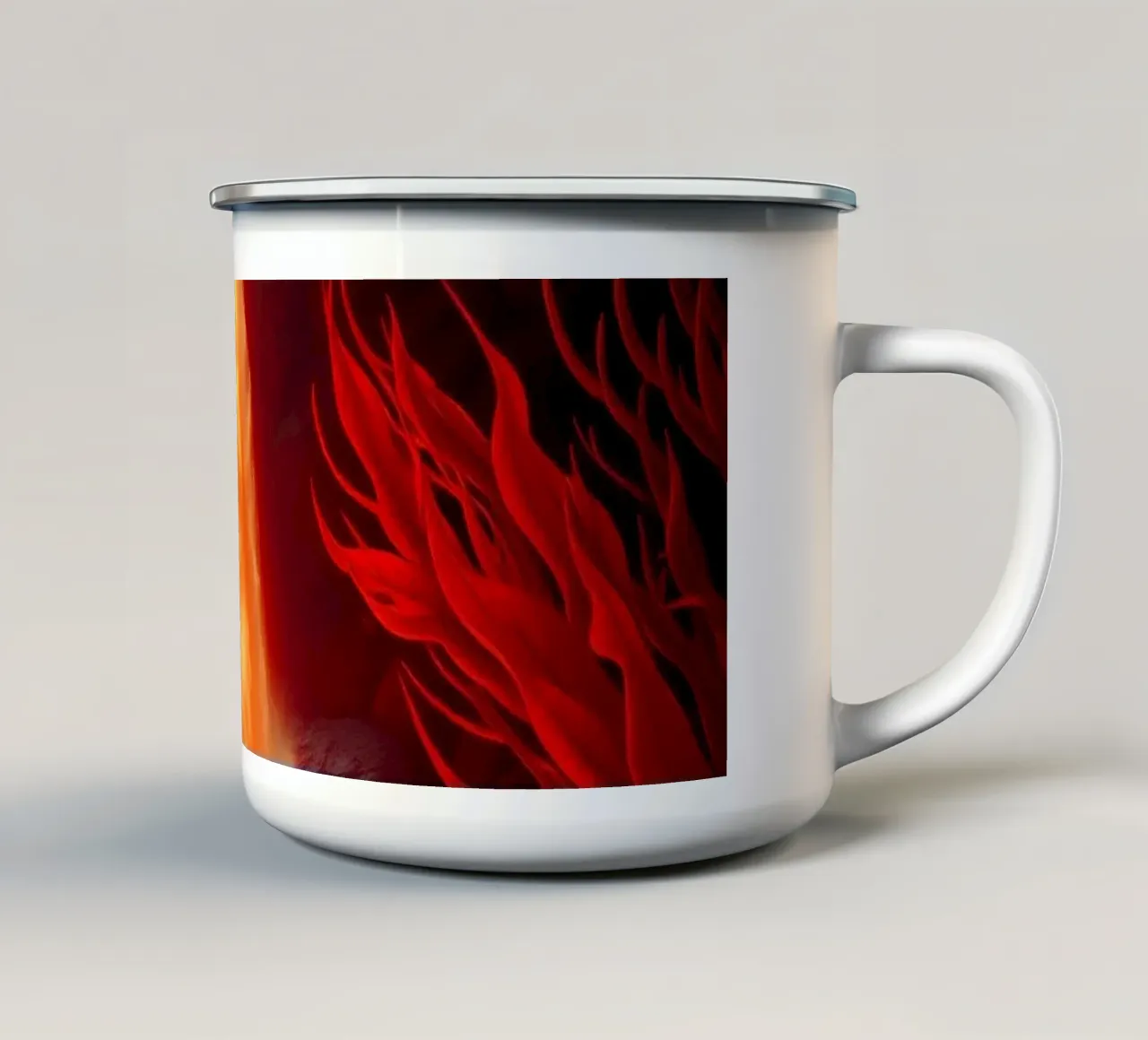 Mesmerizing lava waterfall illuminated by moonlight for stun enamel mug by DesignDoodle