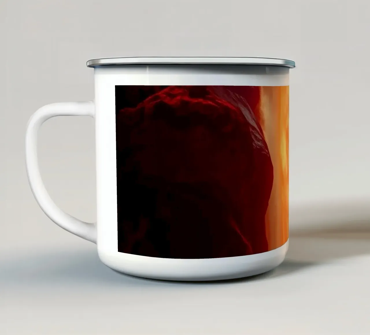 Mesmerizing lava waterfall illuminated by moonlight for stun enamel mug by DesignDoodle