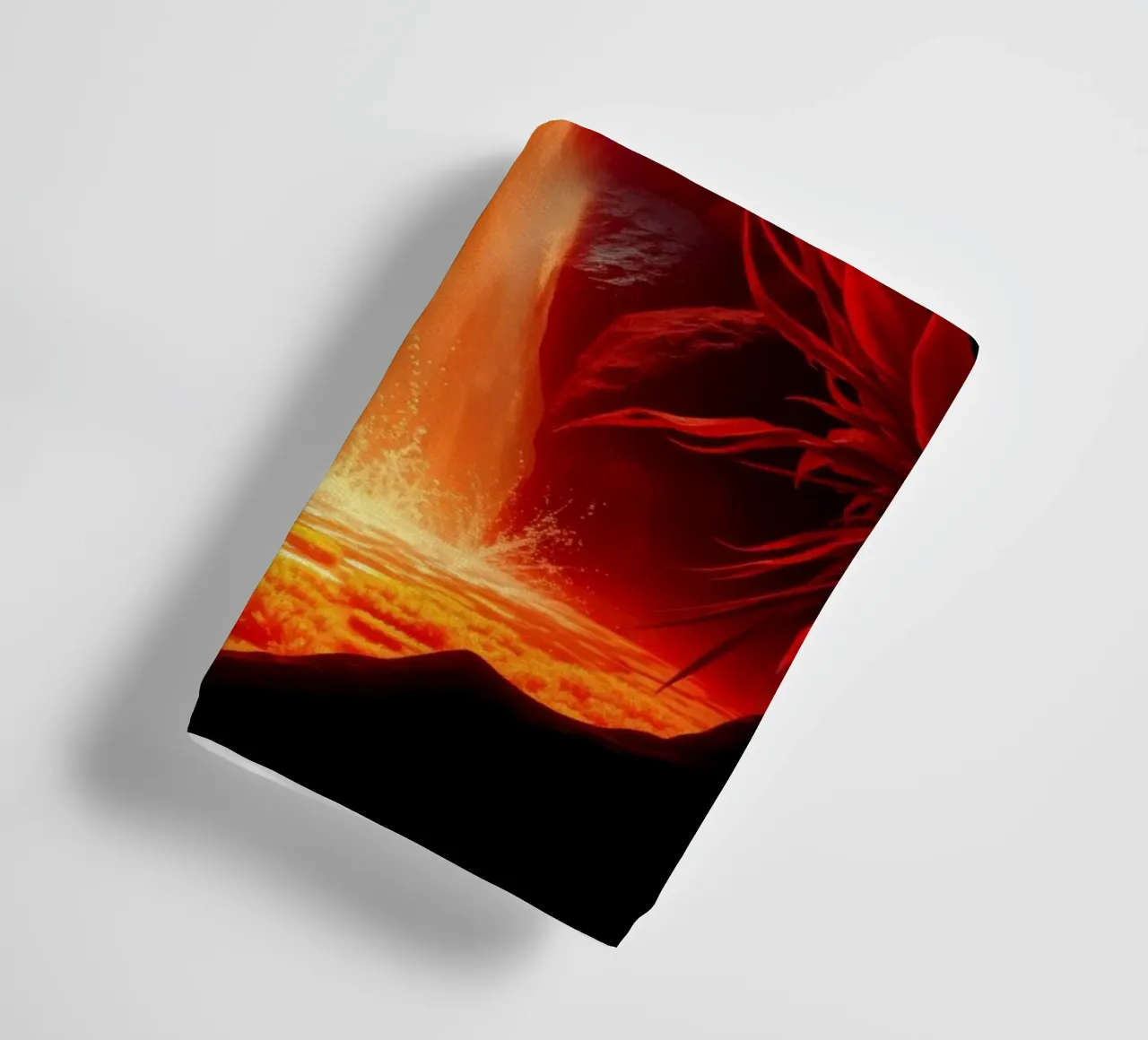 Mesmerizing lava waterfall illuminated by moonlight for stun towel by DesignDoodle