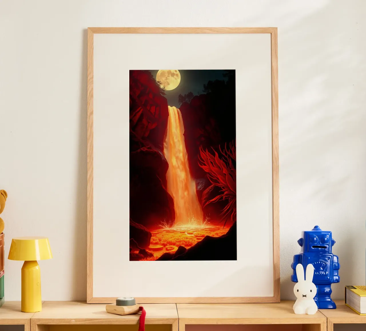 Mesmerizing lava waterfall illuminated by moonlight for stun hahnemühle by DesignDoodle