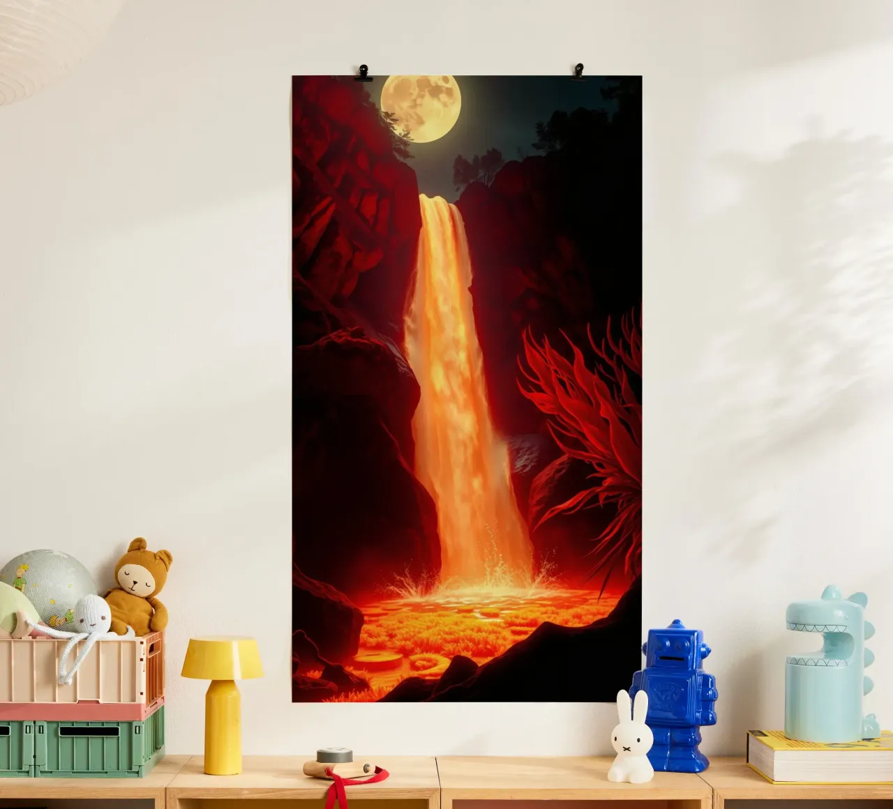 Mesmerizing lava waterfall illuminated by moonlight for stun hahnemühle by DesignDoodle