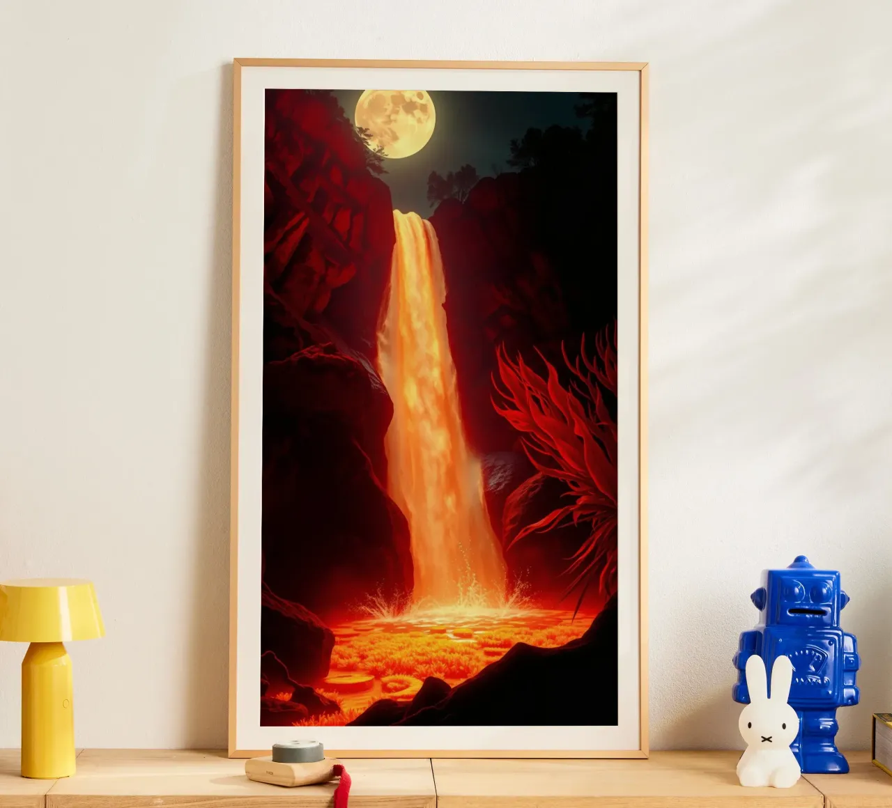 Mesmerizing lava waterfall illuminated by moonlight for stun hahnemühle by DesignDoodle