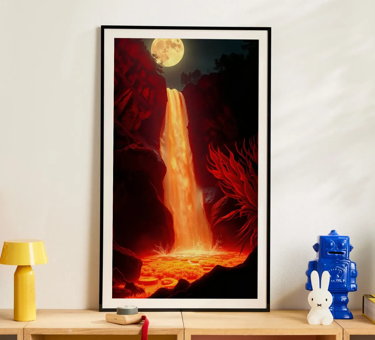 Mesmerizing lava waterfall illuminated by moonlight for stun hahnemühle by DesignDoodle