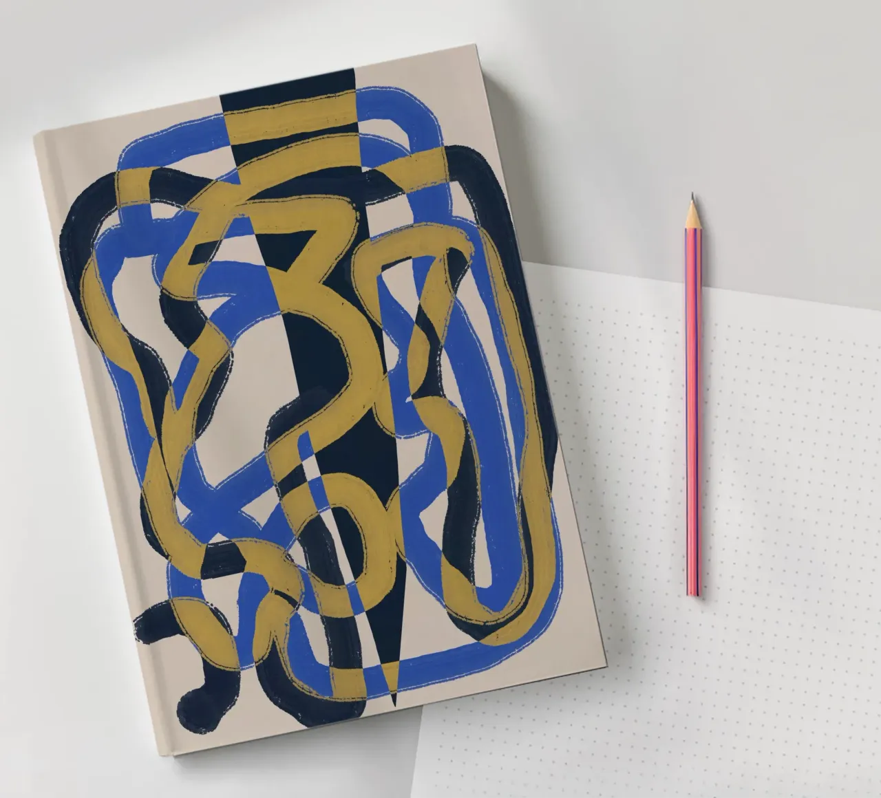 Ligne abstraite déco bleu et jaune carnet de notes de Little Dean