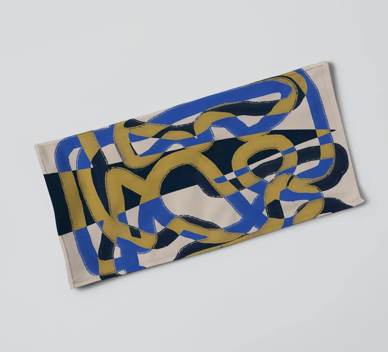 Ligne abstraite déco bleu et jaune serviette de bain de Little Dean