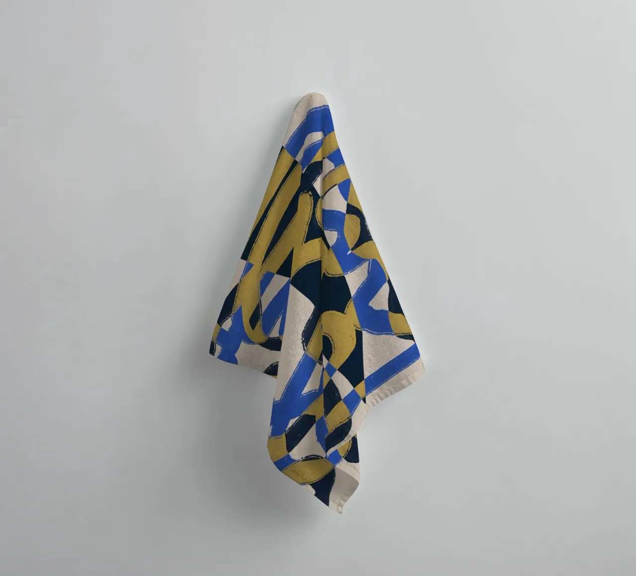 Ligne abstraite déco bleu et jaune serviette de bain de Little Dean