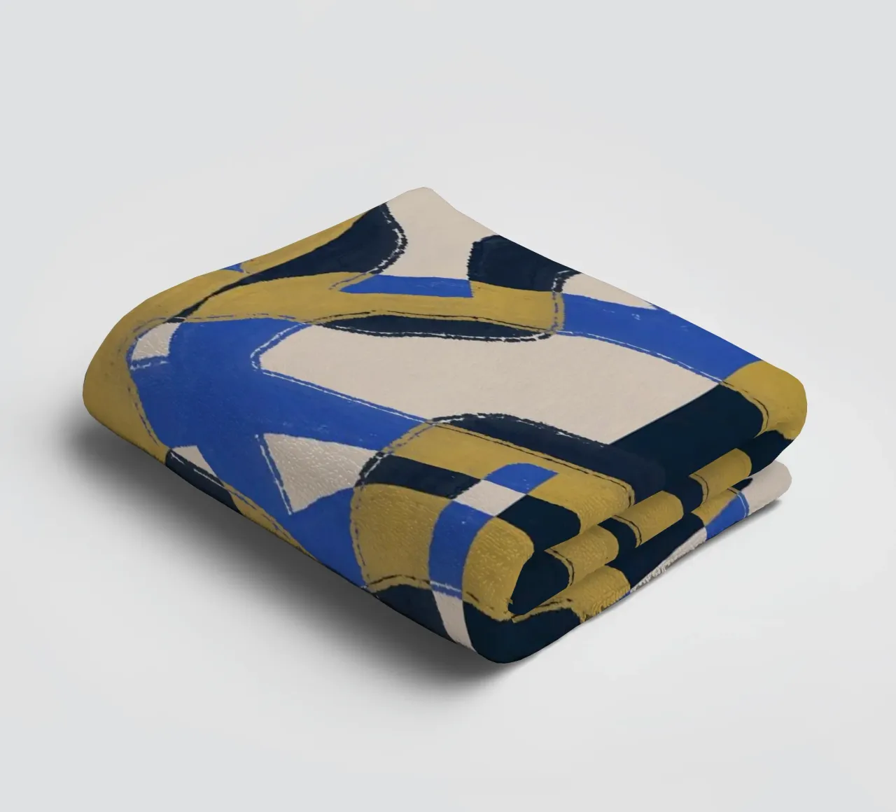 Ligne abstraite déco bleu et jaune serviette de bain de Little Dean