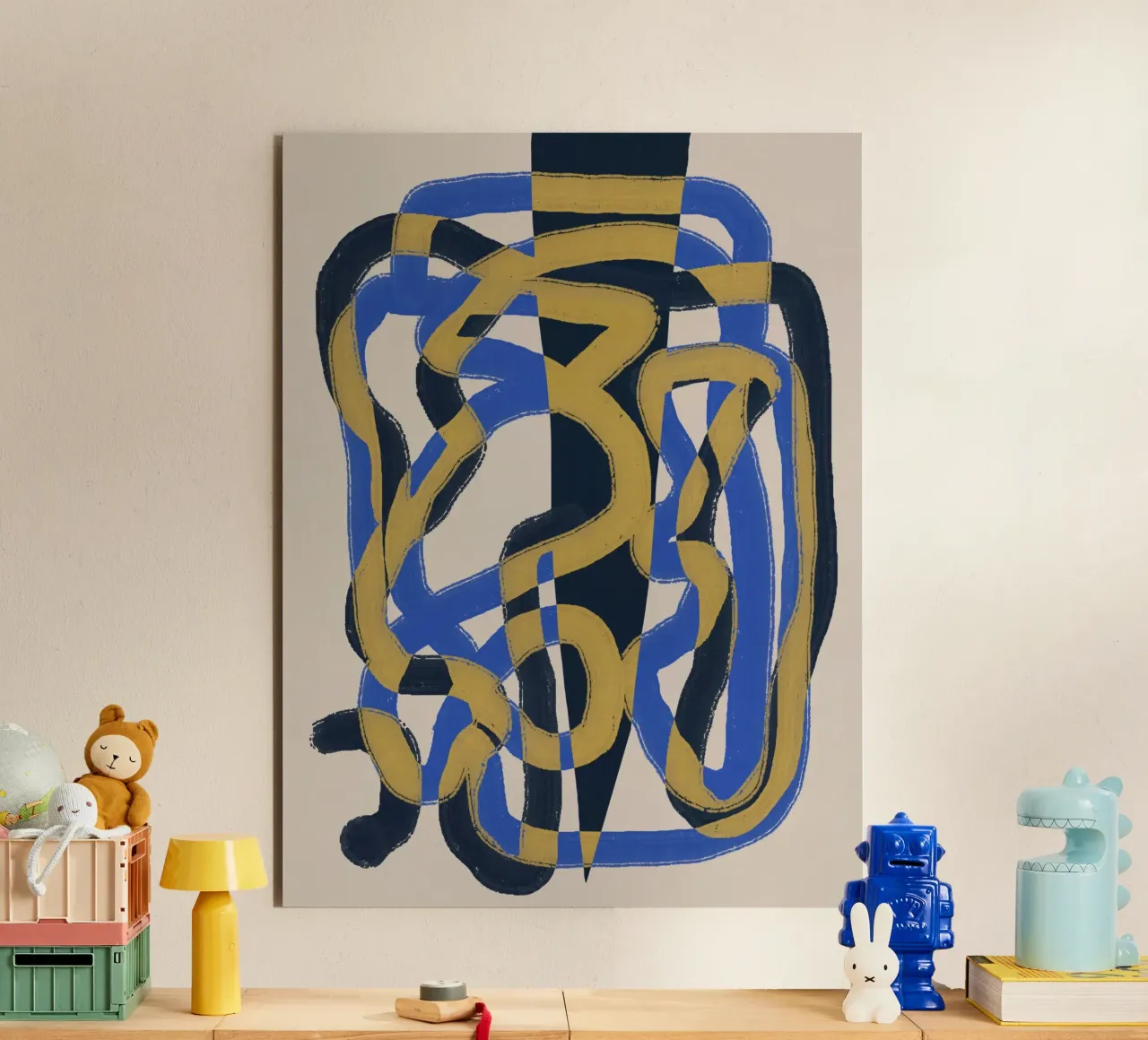Abstract line deco blue and yellow forex plate by Little Dean