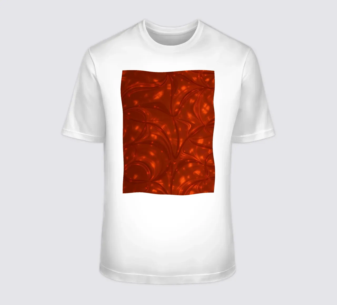 Vibrant abstract red pattern with luminous highlights t-shirt by DesignDoodle