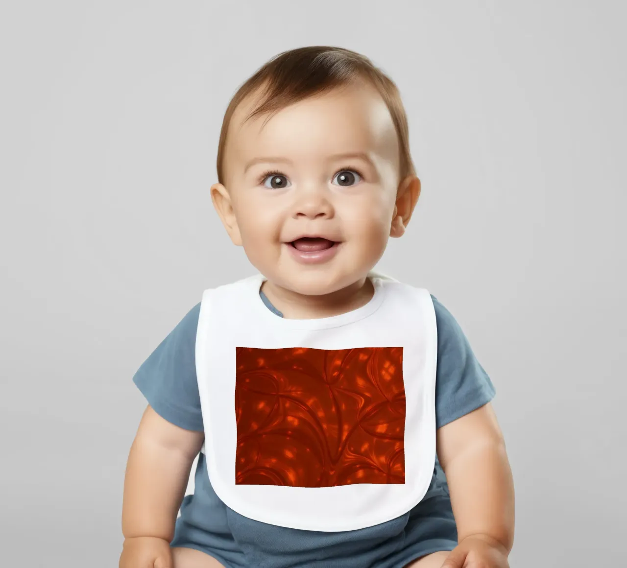 Vibrant abstract red pattern with luminous highlights baby bib by DesignDoodle