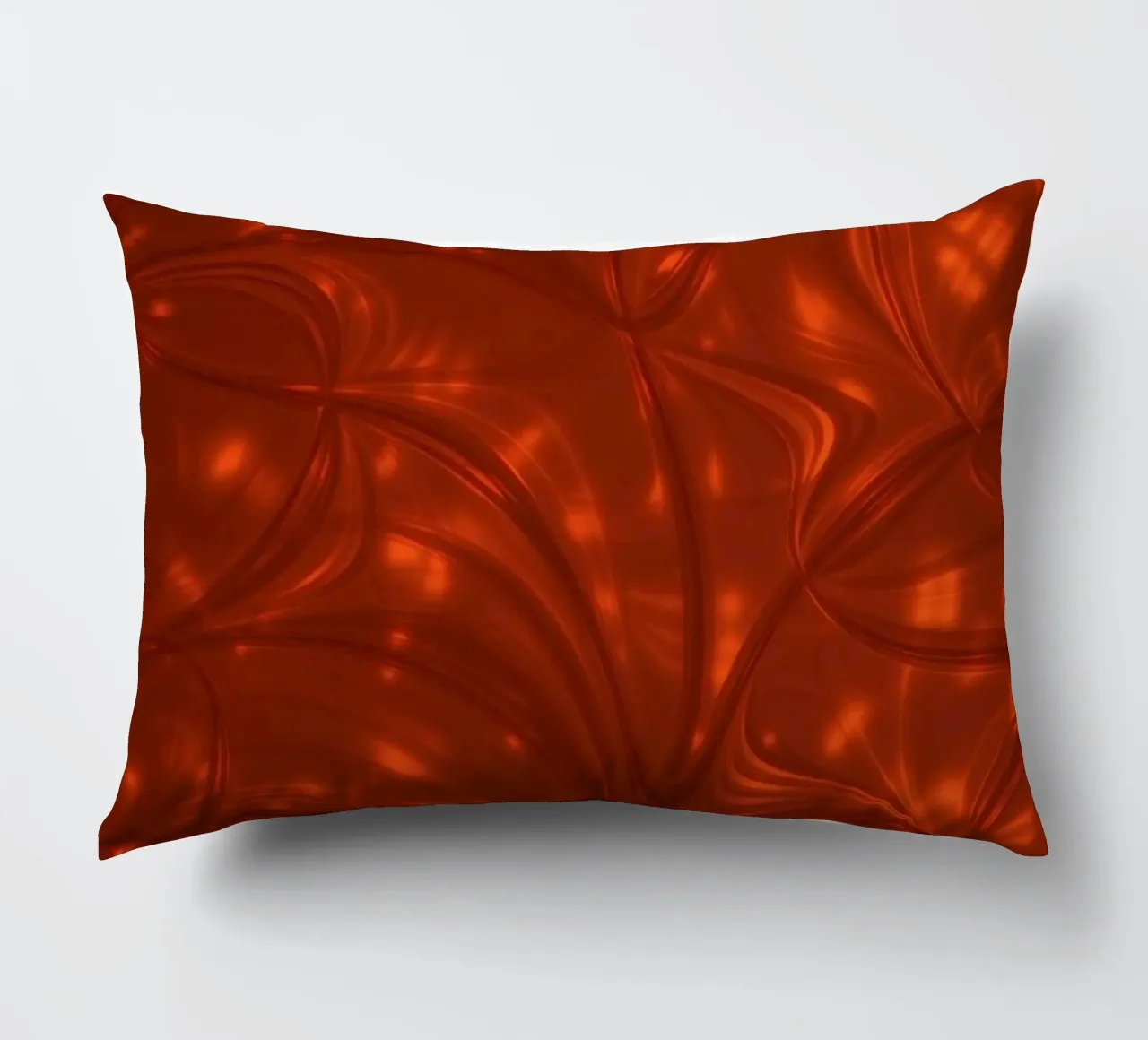 Vibrant abstract red pattern with luminous highlights decorative cushion by DesignDoodle