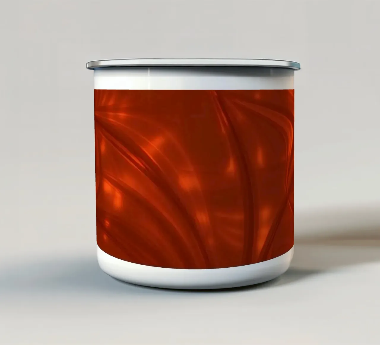 Vibrant abstract red pattern with luminous highlights enamel mug by DesignDoodle