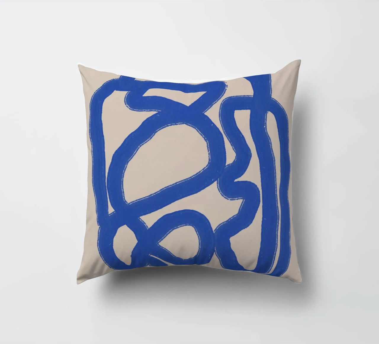 Line art in blu cobalto 04 cuscino da Little Dean