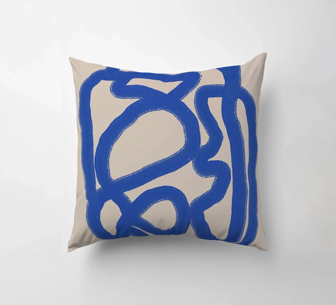 Line art in blu cobalto 04 cuscino da Little Dean
