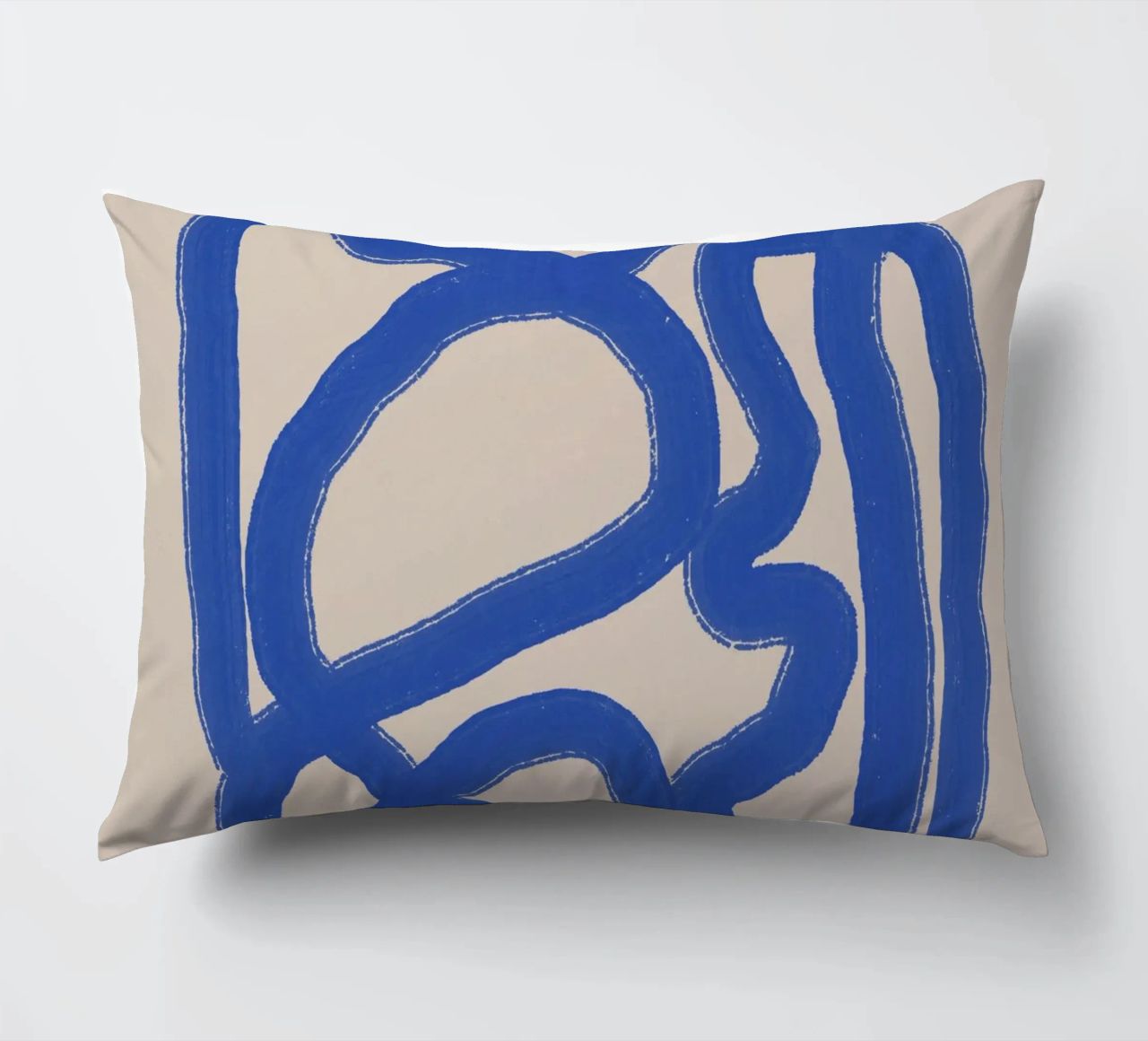 Line art in blu cobalto 04 cuscino da Little Dean