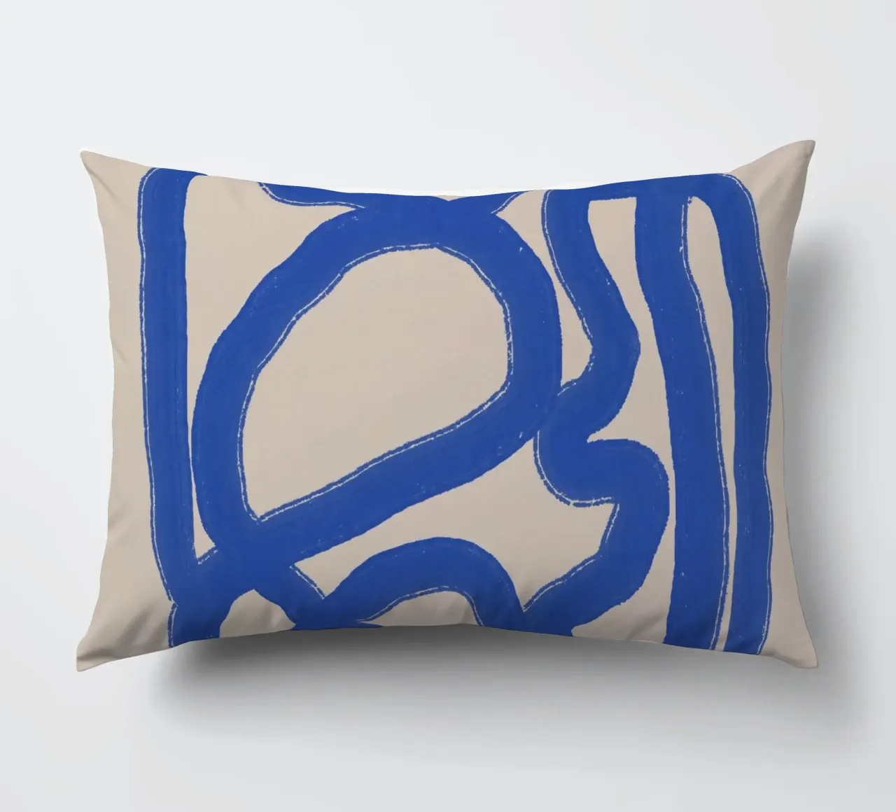 Line art in cobalt blue 04 decorative cushion by Little Dean