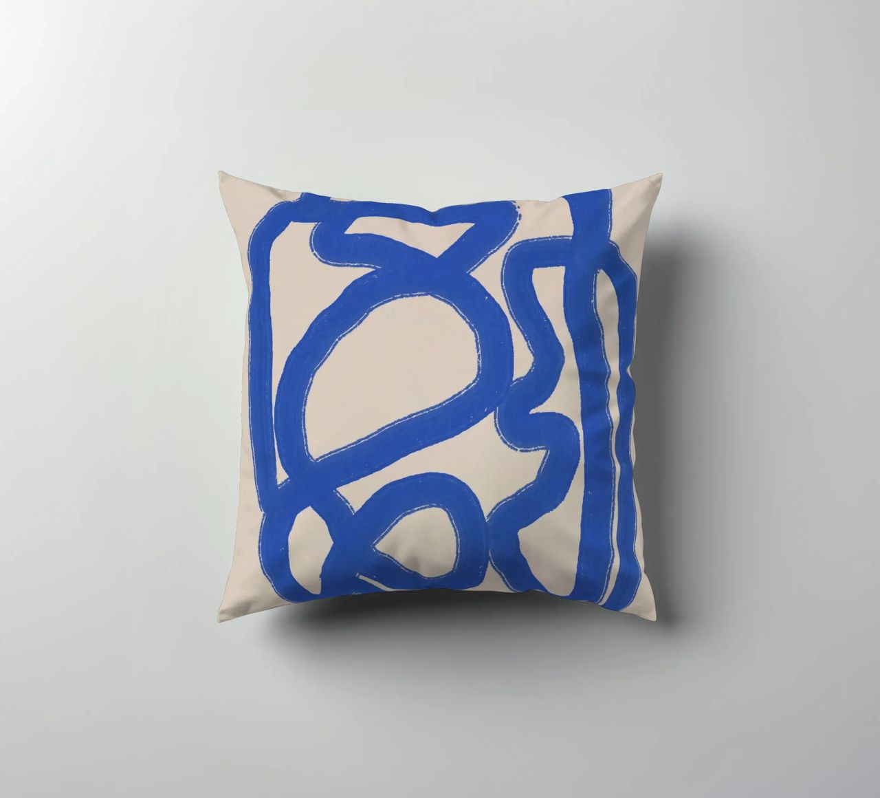 Line art in blu cobalto 04 cuscino da Little Dean
