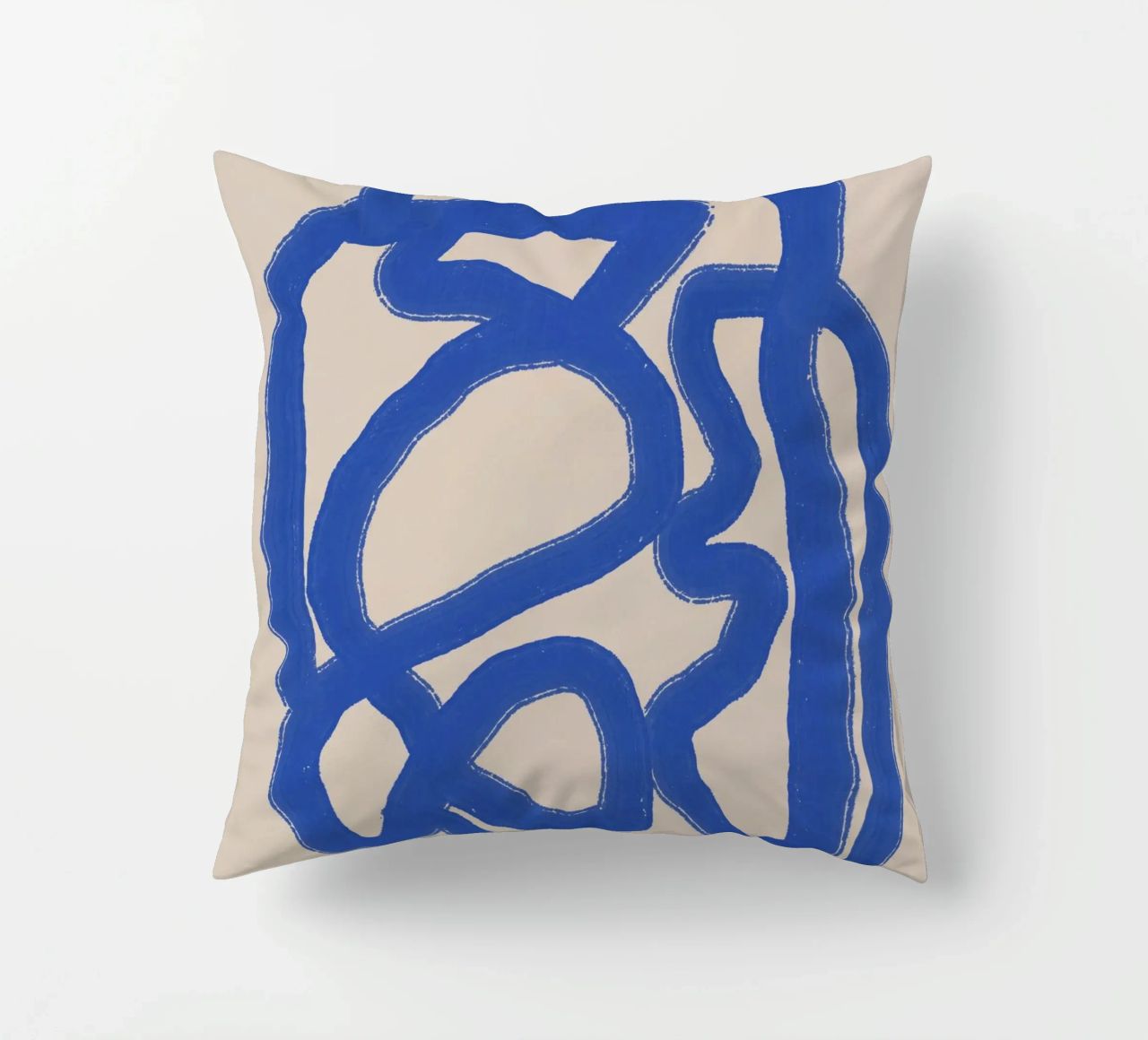 Line art in blu cobalto 04 cuscino da Little Dean