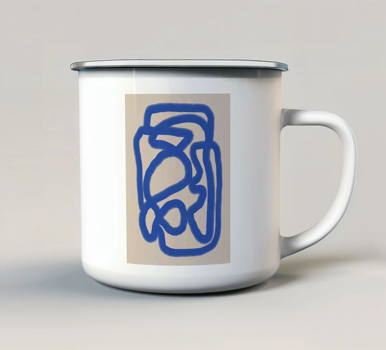 Line art in blu cobalto 04 tazza in smalto da Little Dean