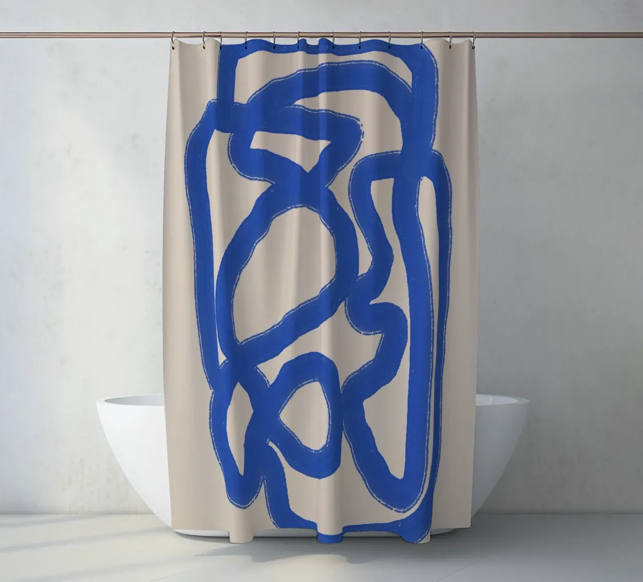 Line art in blu cobalto 04 tenda da doccia da Little Dean