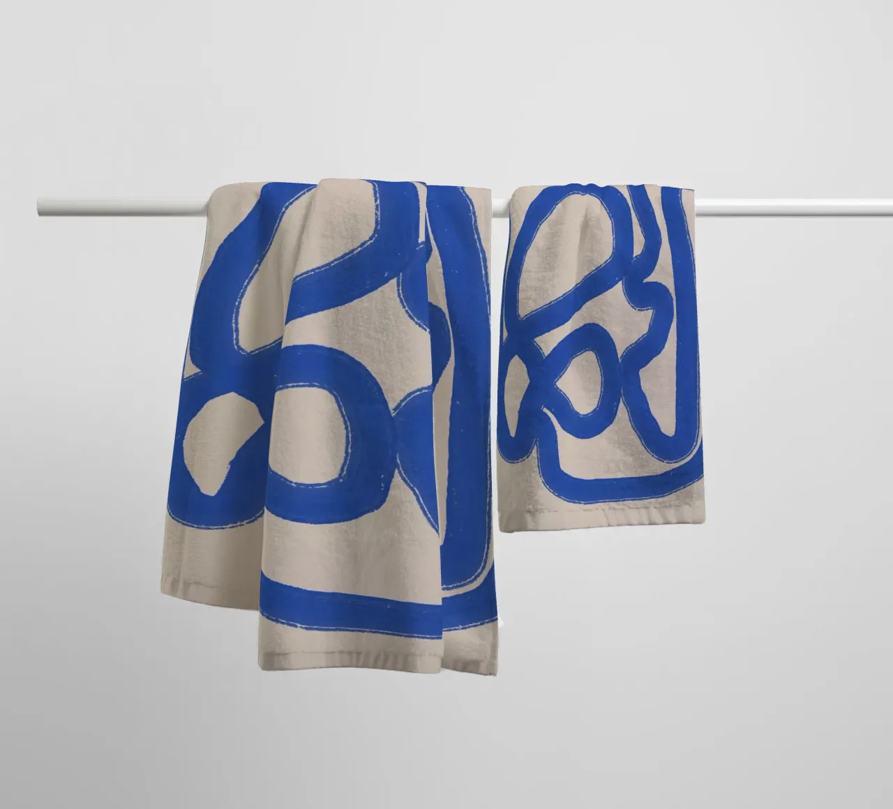 Line art in cobalt blue 04 towel by Little Dean