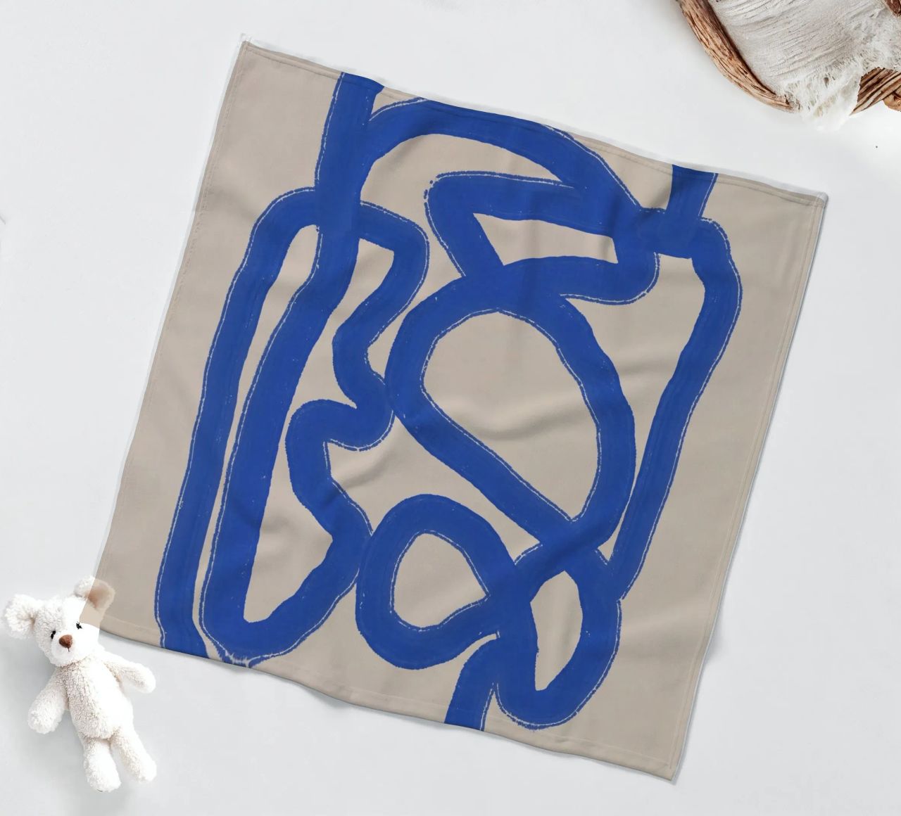Line art in blu cobalto 04 coperta in pile da Little Dean
