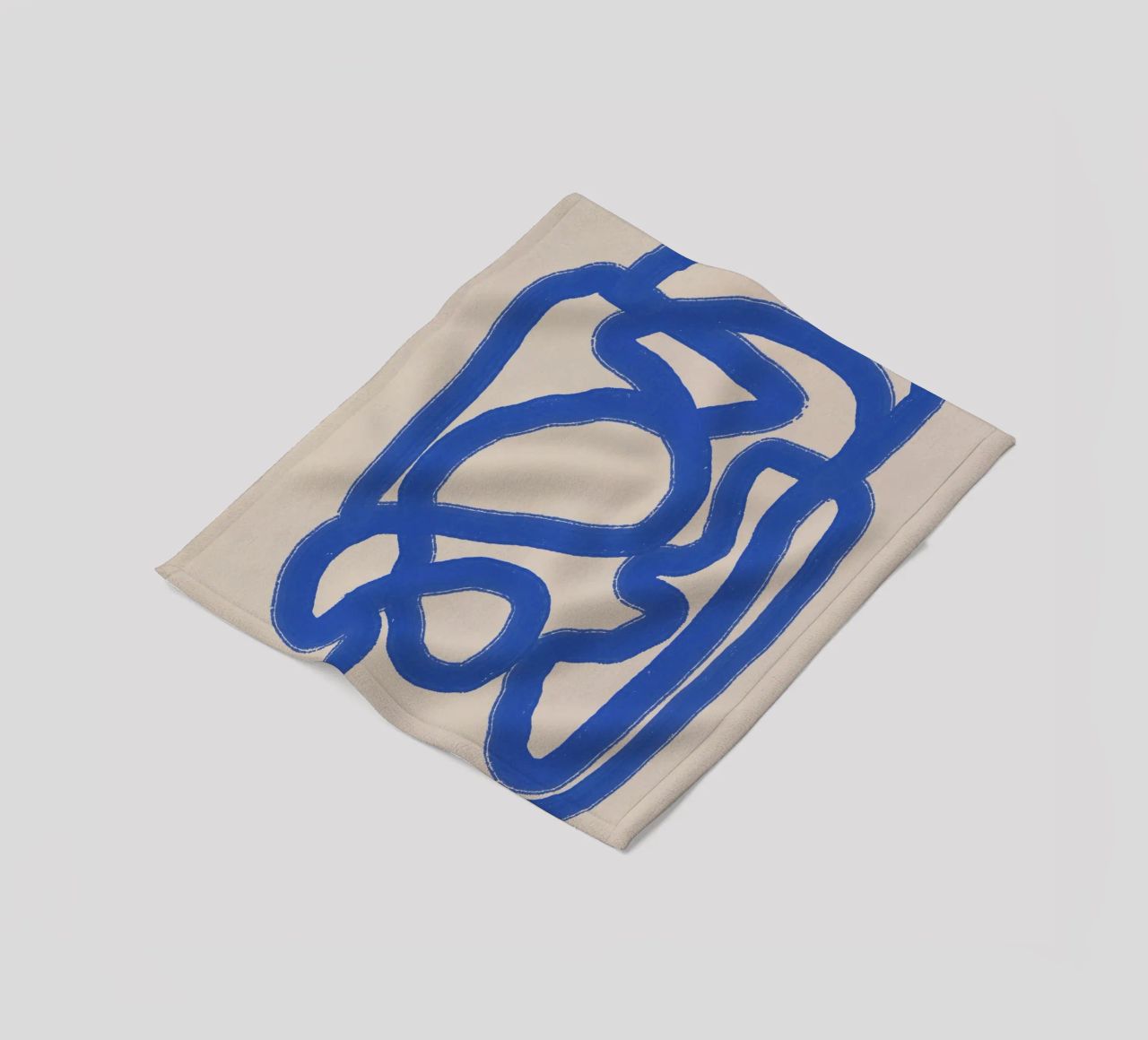Line art in blu cobalto 04 coperta in pile da Little Dean