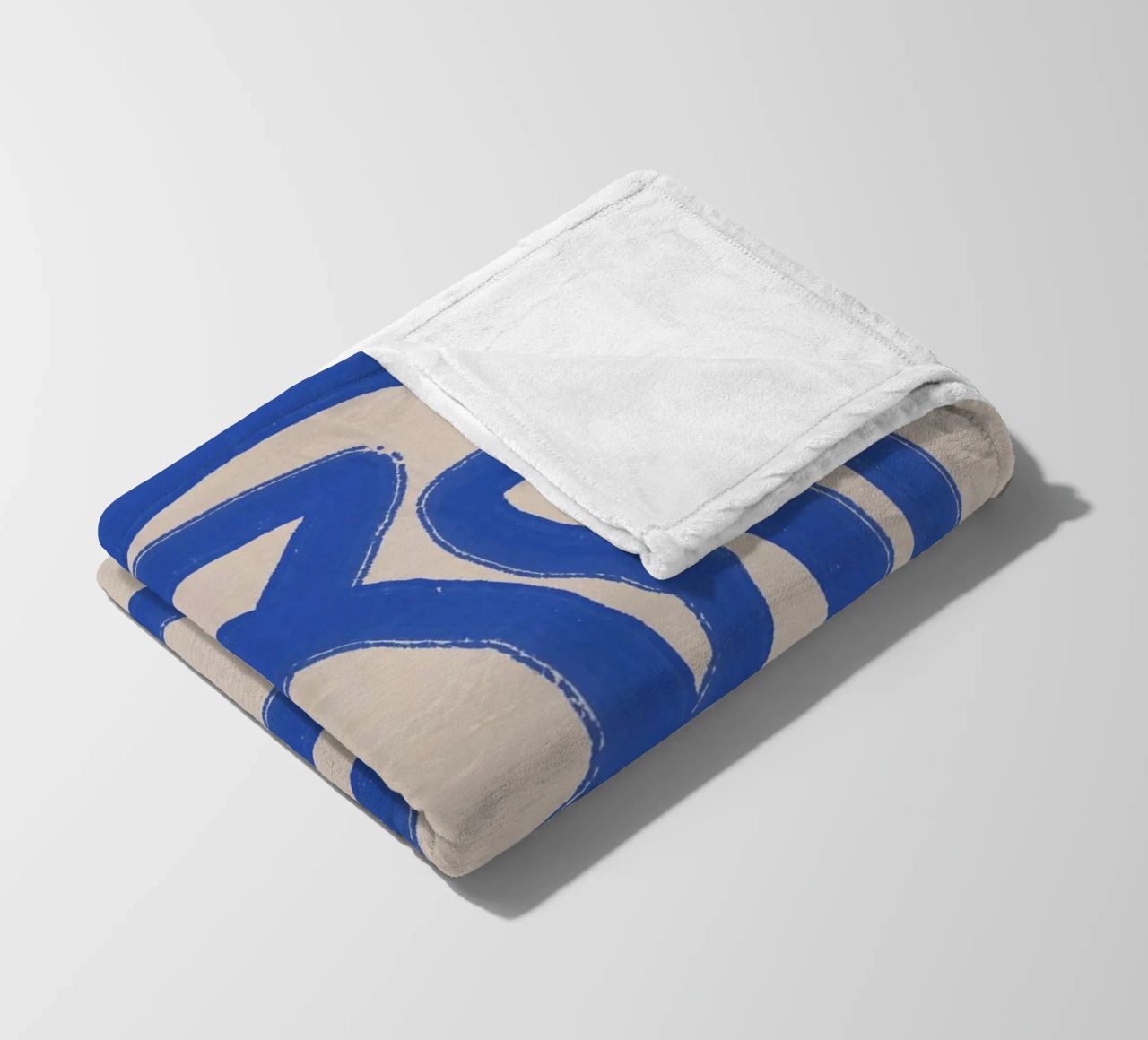 Line art in blu cobalto 04 coperta in pile da Little Dean