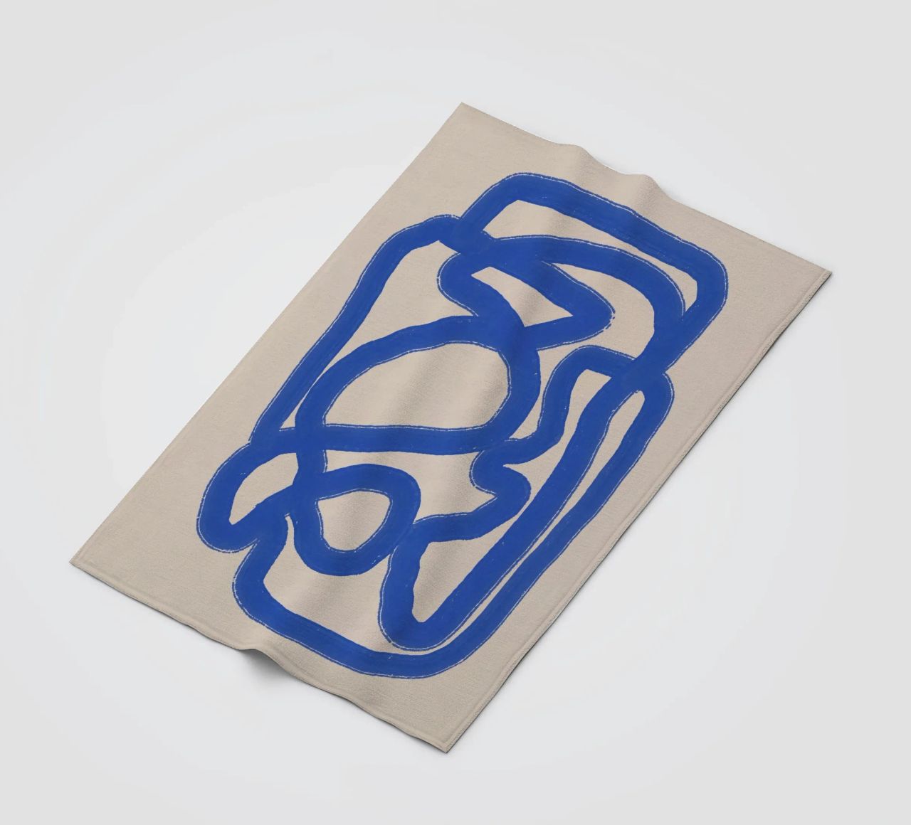 Line art in blu cobalto 04 coperta in pile da Little Dean