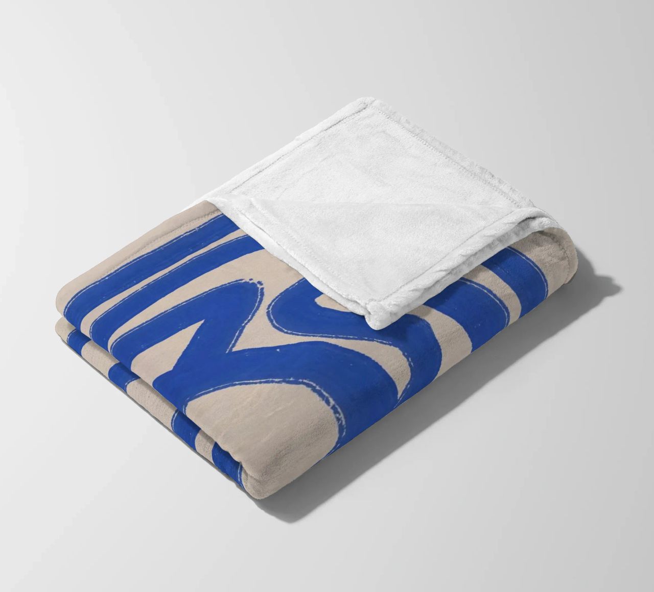 Line art in blu cobalto 04 coperta in pile da Little Dean