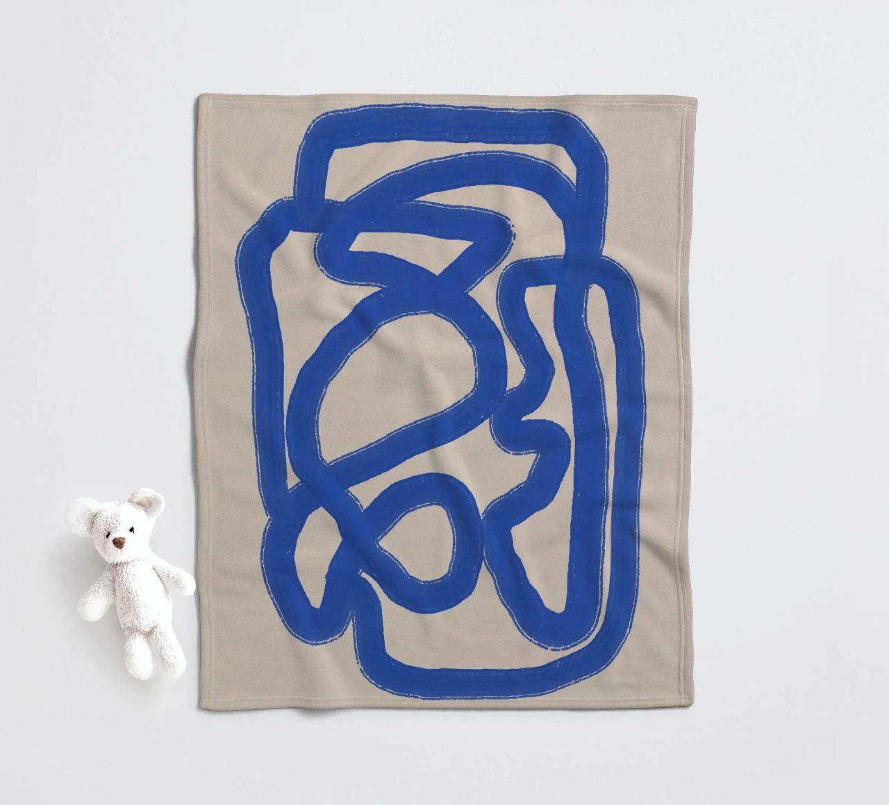 Line art in blu cobalto 04 coperta in pile da Little Dean
