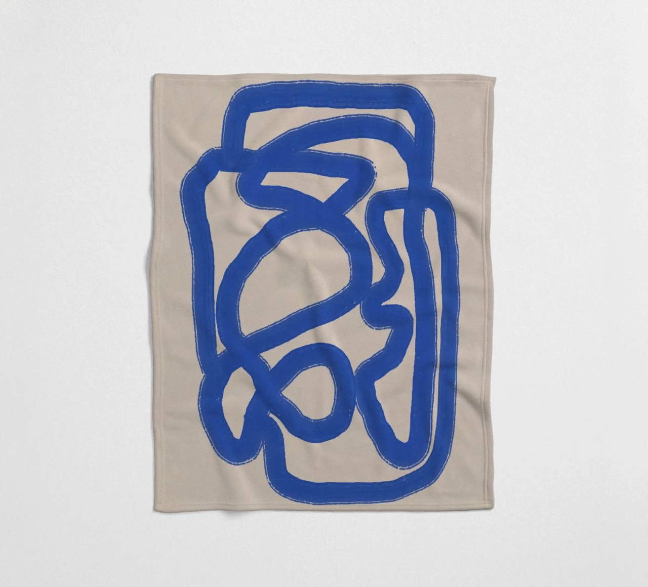 Line art in blu cobalto 04 coperta in pile da Little Dean