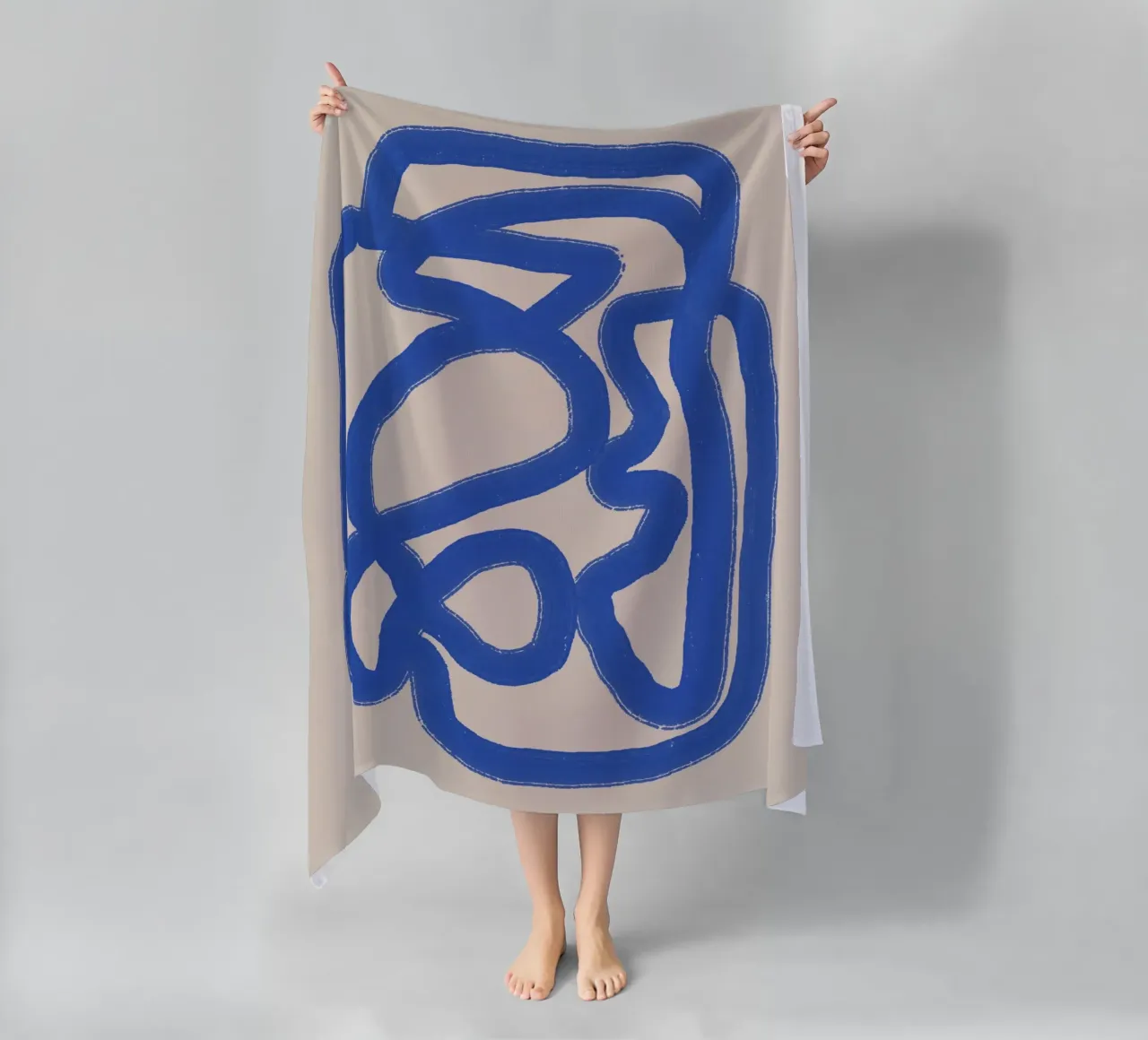 Line art in blu cobalto 04 telo mare da Little Dean