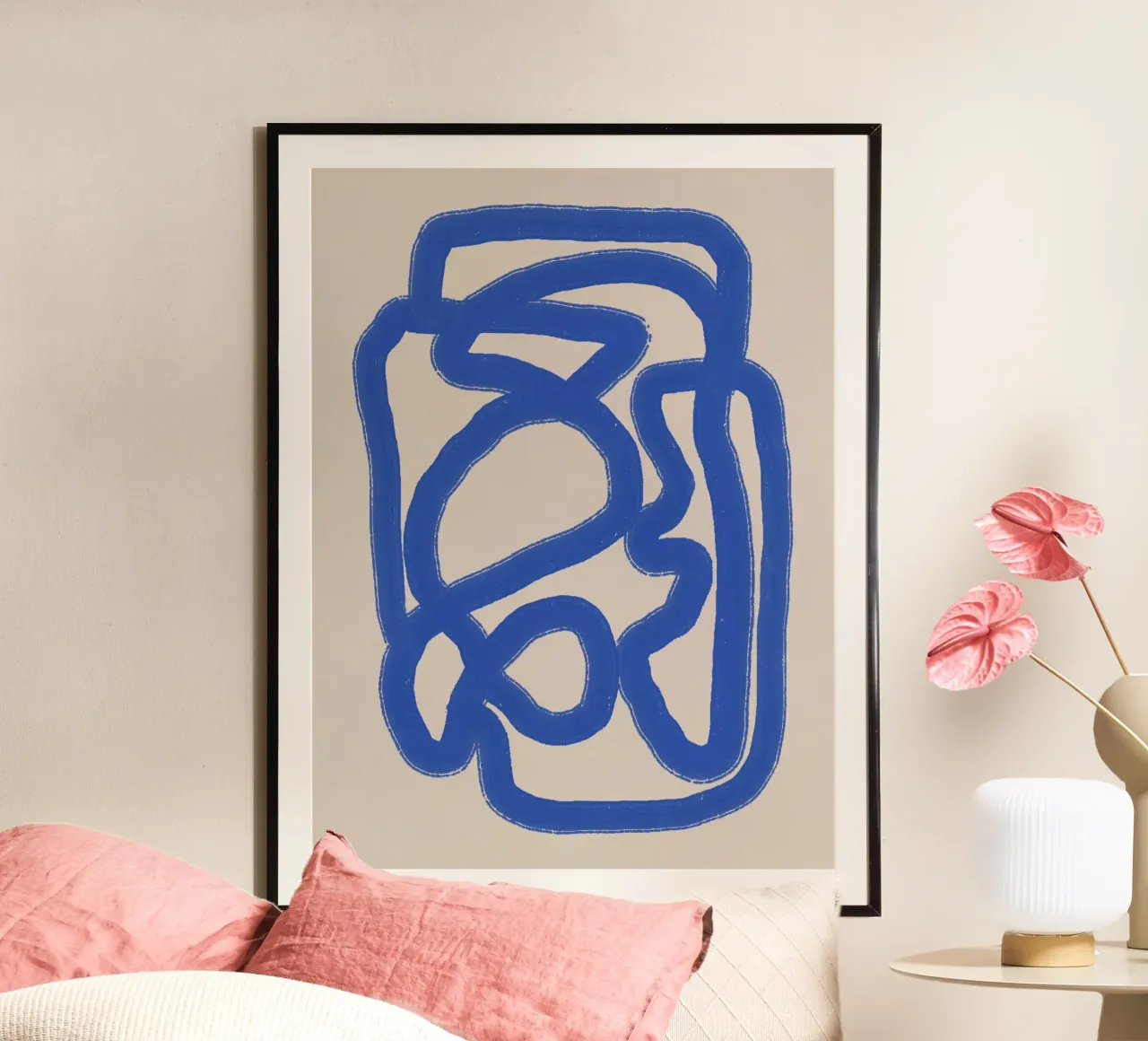 Dessin au trait en bleu cobalt 04 poster de Little Dean