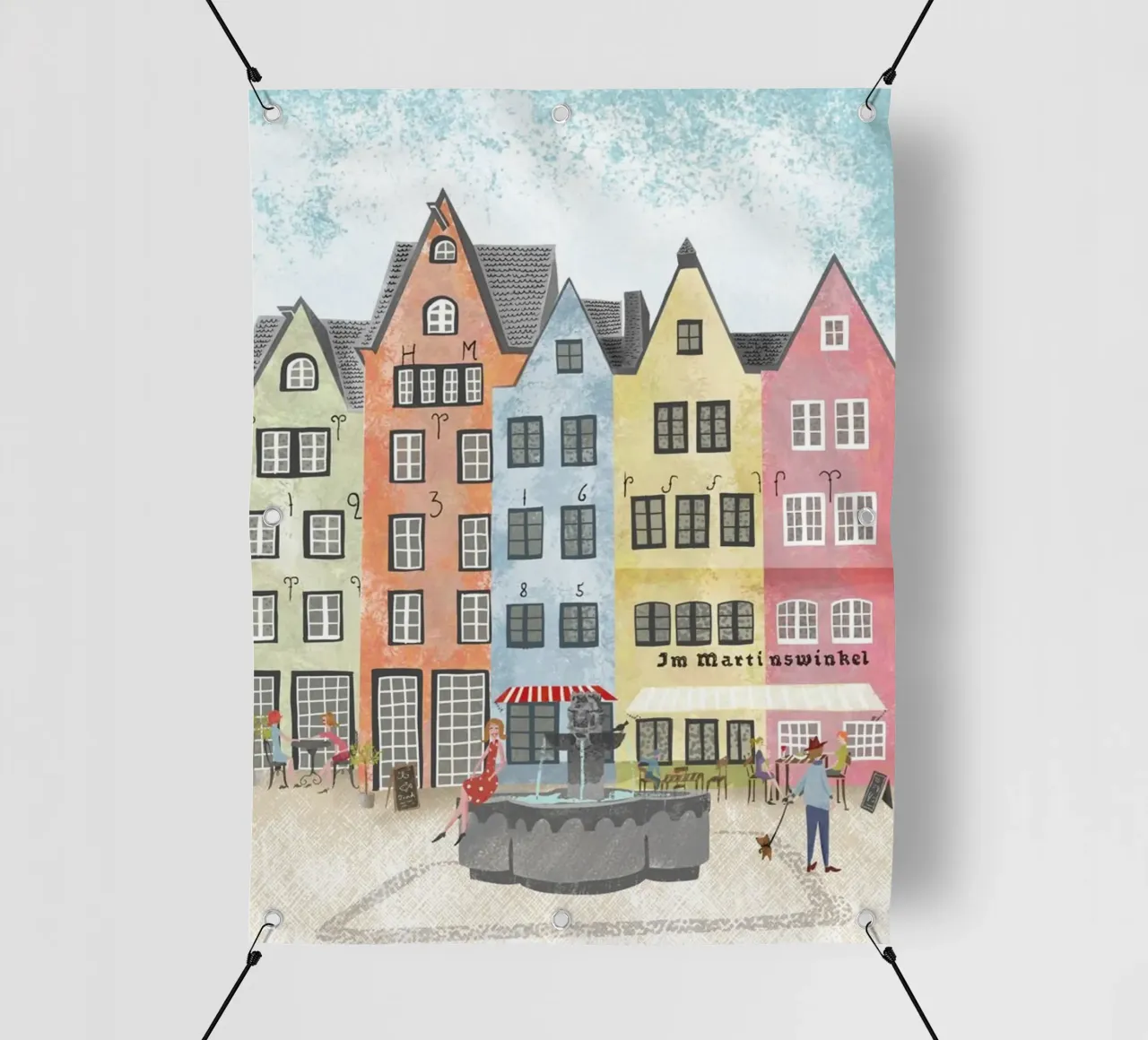 Il centro storico di Colonia Case colorate telo in pvc da DYDesign