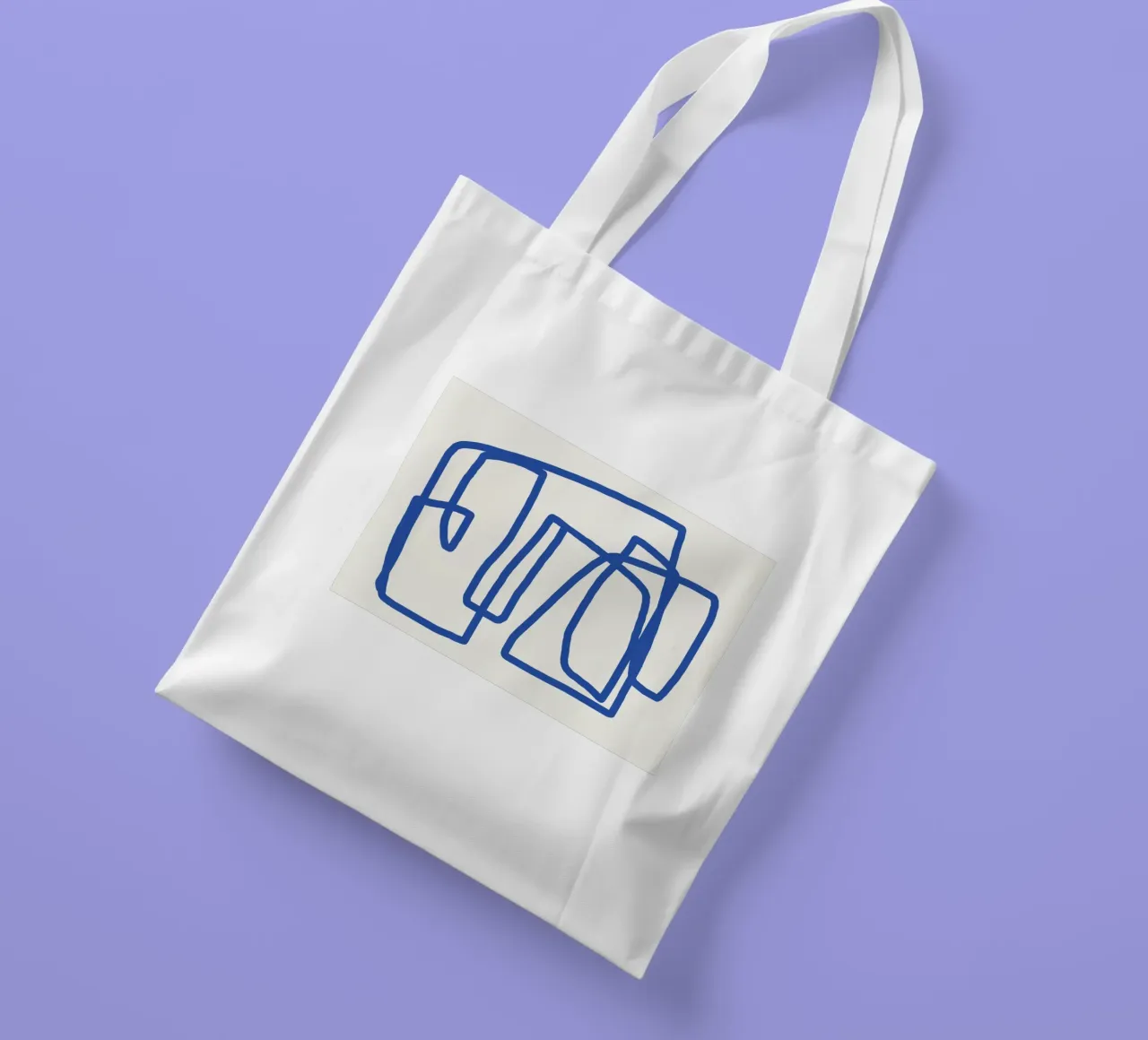 Line art in blu cobalto 03 borsa in juta da Little Dean
