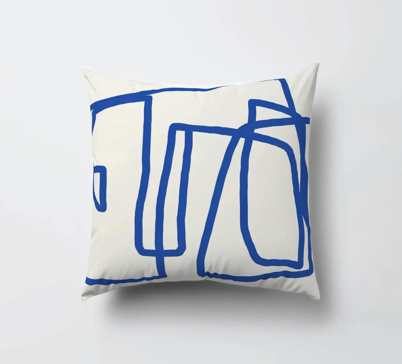 Line art in blu cobalto 03 cuscino da Little Dean