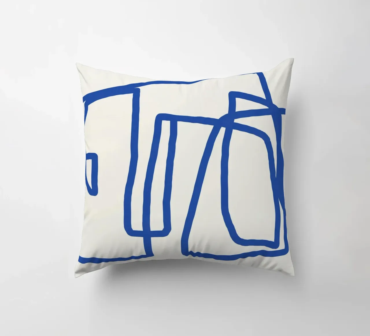 Line art in blu cobalto 03 cuscino da Little Dean