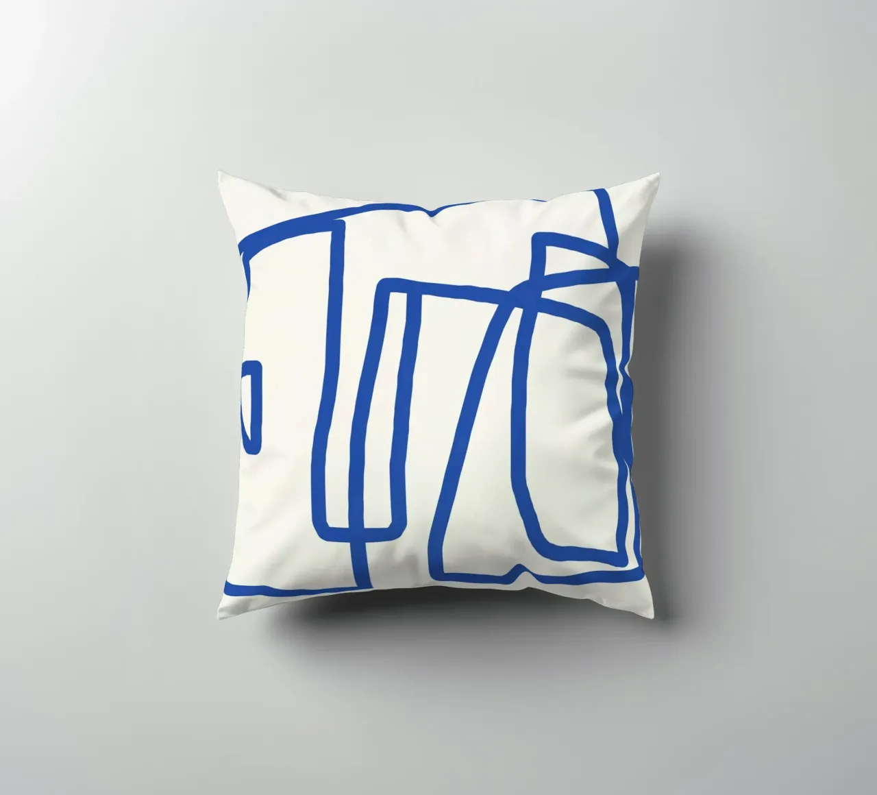 Line art in blu cobalto 03 cuscino da Little Dean