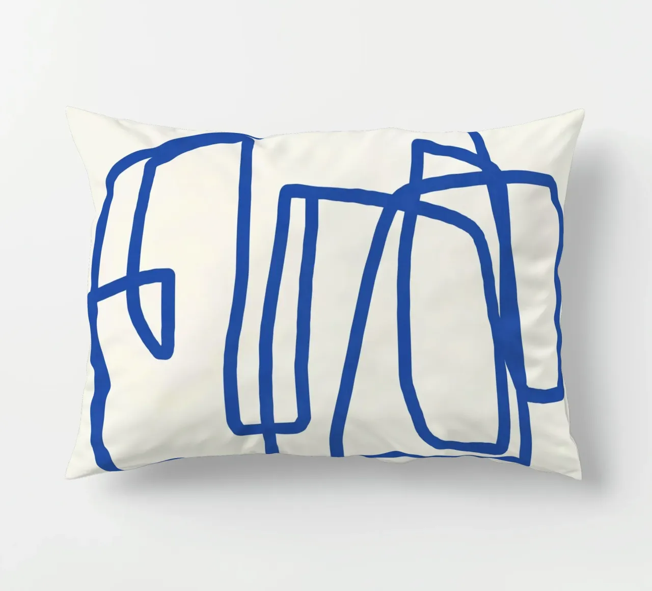 Line art in blu cobalto 03 cuscino da Little Dean