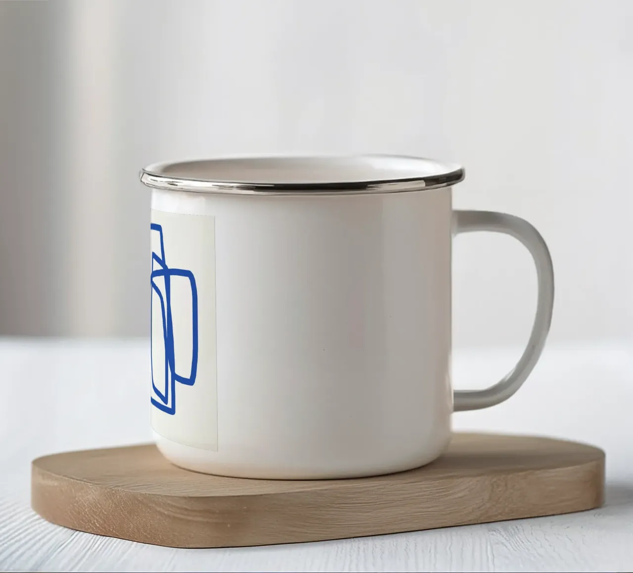 Line art in blu cobalto 03 tazza in smalto da Little Dean