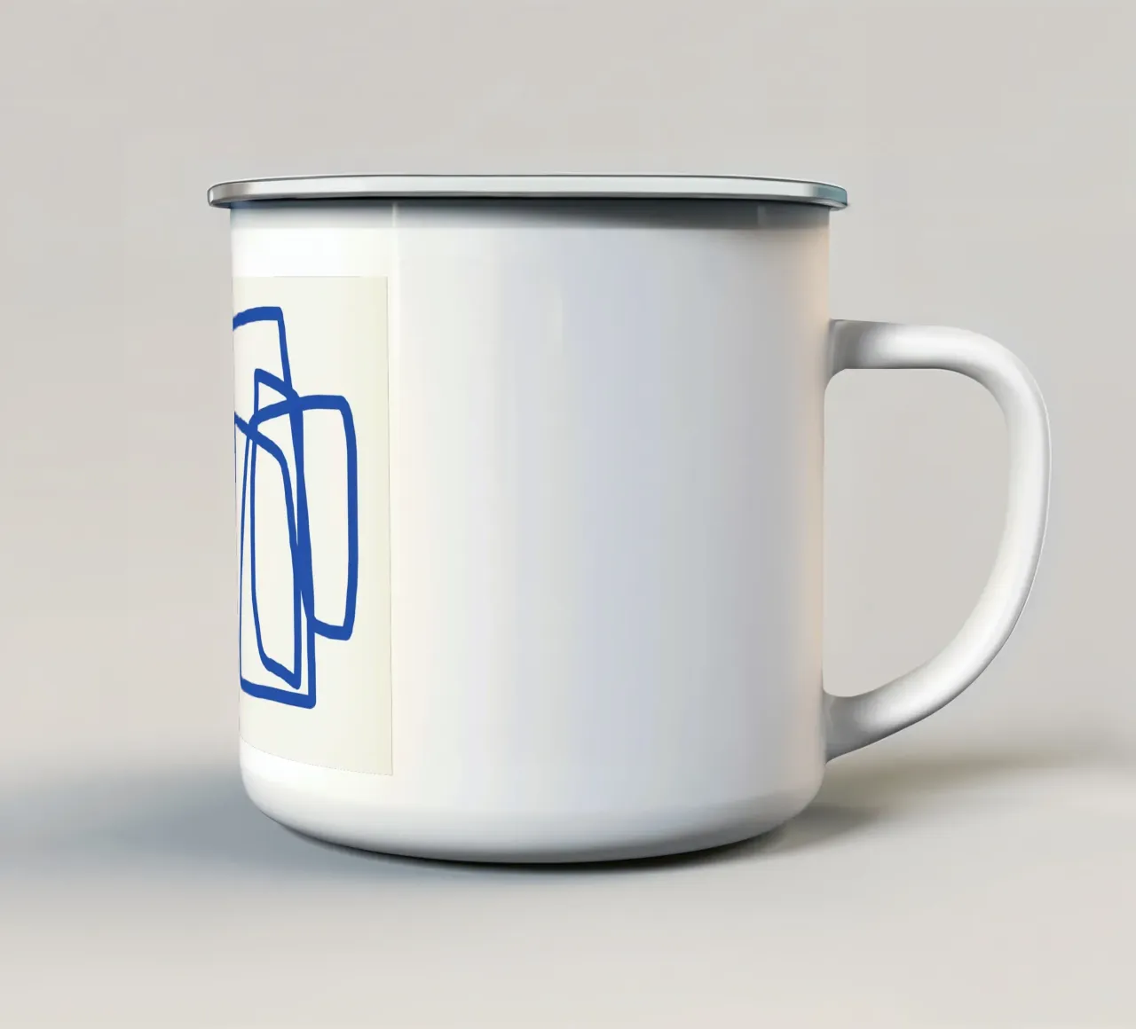 Line art in blu cobalto 03 tazza in smalto da Little Dean