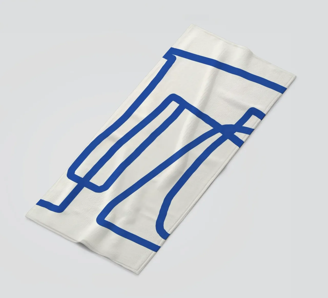Line art in blu cobalto 03 telo mare da Little Dean