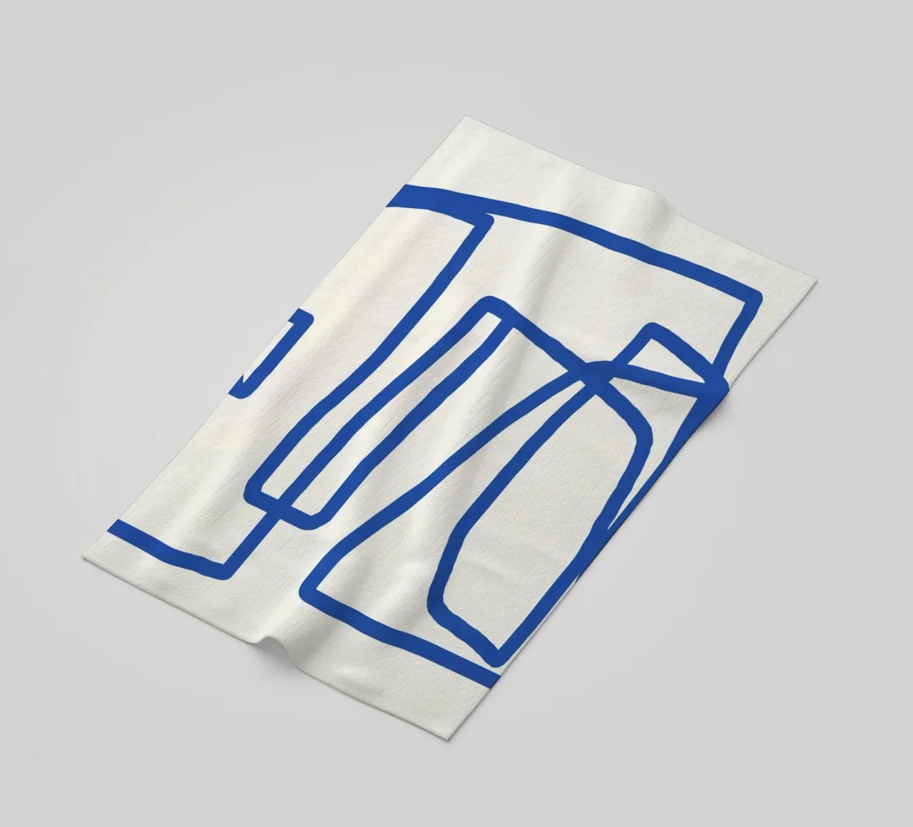 Line art in blu cobalto 03 telo mare da Little Dean
