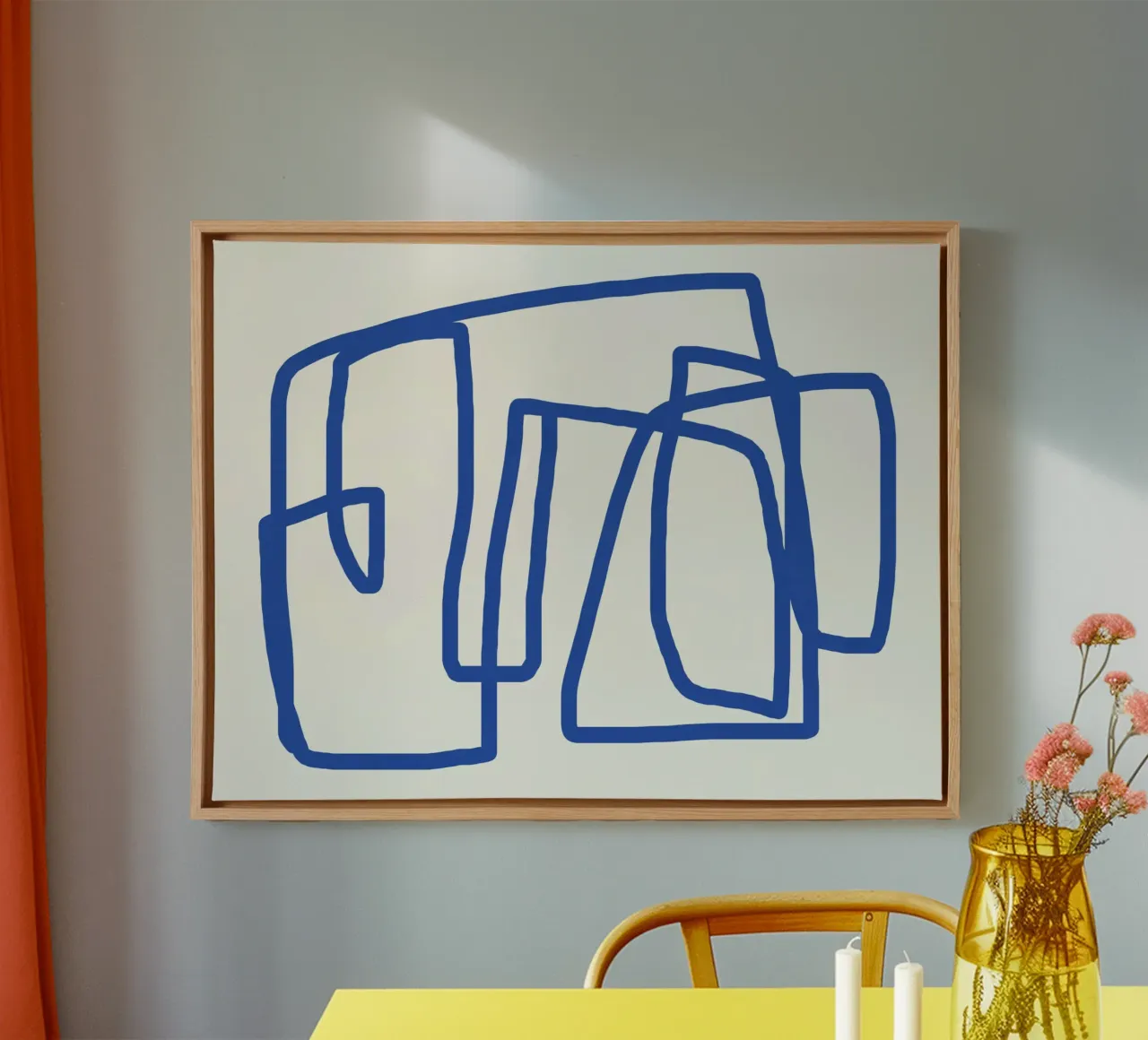 Line art in cobalt blue 03 canvas by Little Dean
